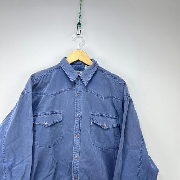 Vintage 90s Levi's Snap Button Faded Long Sleeve Shirt Large - Picture 2 of 11